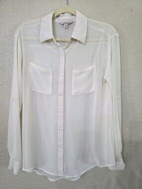 Decree White Sheer Collared Blouse